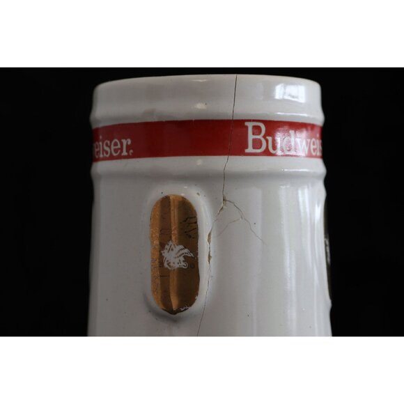 Vintage Set Of Five 1965 Budweiser Beer Mugs White Red Gold Pottery - Picture 6 of 7